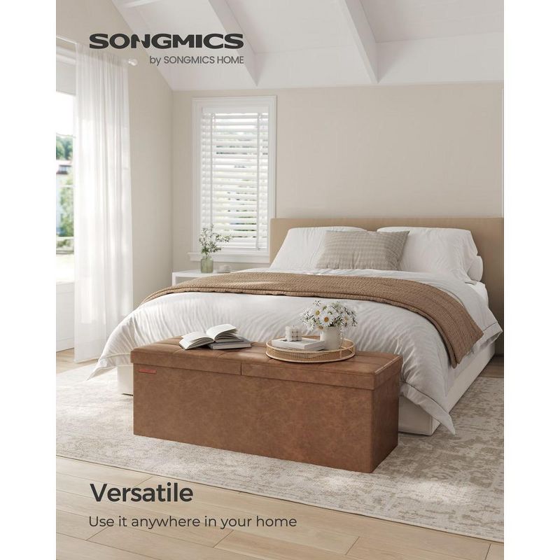 SONGMICS Folding Storage Ottoman Bench Ottoman with Storage Hold up to 660lbs for Living Room, 2 of 7