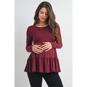 Hello Miz Women's Long Sleeve Empire Waist Maternity Top - 1 of 4