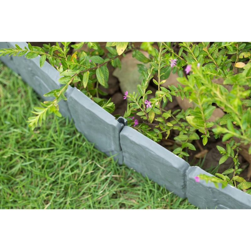 Gardenised Cobbled Stone Outdoor Lawn Edging Gate 10pk Interlocking Stakes, 5 of 11