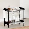 City Life Bar Cart with Wine Glass Rack Black/Faux Carrara Marble - South Shore - 2 of 4