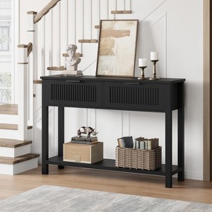 Farmhouse Entryway Table,43 Inch Wood Console Table with 2 Drawers,2 Tier Sofa Table with Storage for Living Room, Foyer Tables for Entryway - 1 of 4