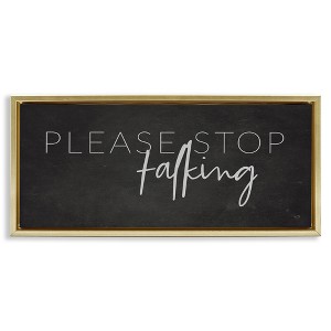 Stupell Industries Sassy Please Stop Talking Floating Frame Canvas Art, Gold, 31" x 14" - 1 of 4