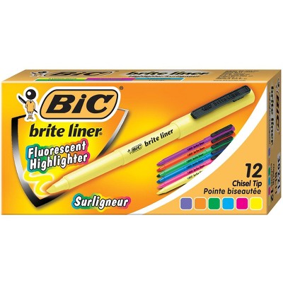 BIC Bicbl11ast Brite Liner Highlighter Chisel Tip Assorted Colors 12-count for sale online 