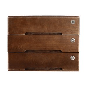 YIYIBYUS Wooden Desktop Storage Box with 3 Lockable Drawers - 1 of 4