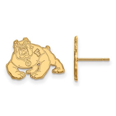 Black Bow Jewelry 14k Yellow Gold California State Fresno Bulldogs NCAA Post Earrings