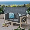 GDFStudio Keith Outdoor Acacia Wood Loveseat with Cushions - 2 of 4