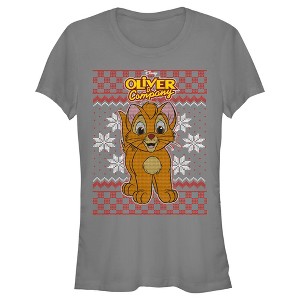 Juniors Womens Oliver & Company Christmas Oliver T-Shirt - 1 of 4