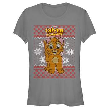 Juniors Womens Oliver & Company Christmas Oliver T-Shirt