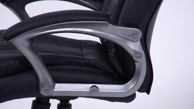 Ergonomic High-Back Executive Chair in Black Leather and Metal