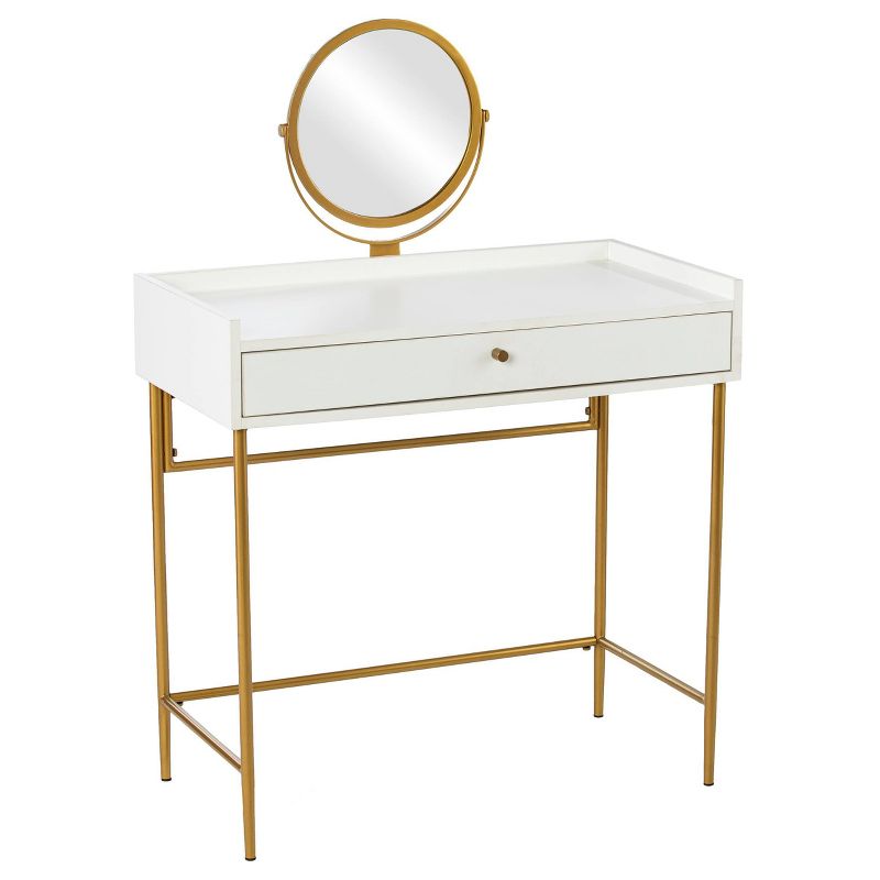 Randburg Vanity Table with Mirror White/Gold - Aiden Lane, 6 of 12
