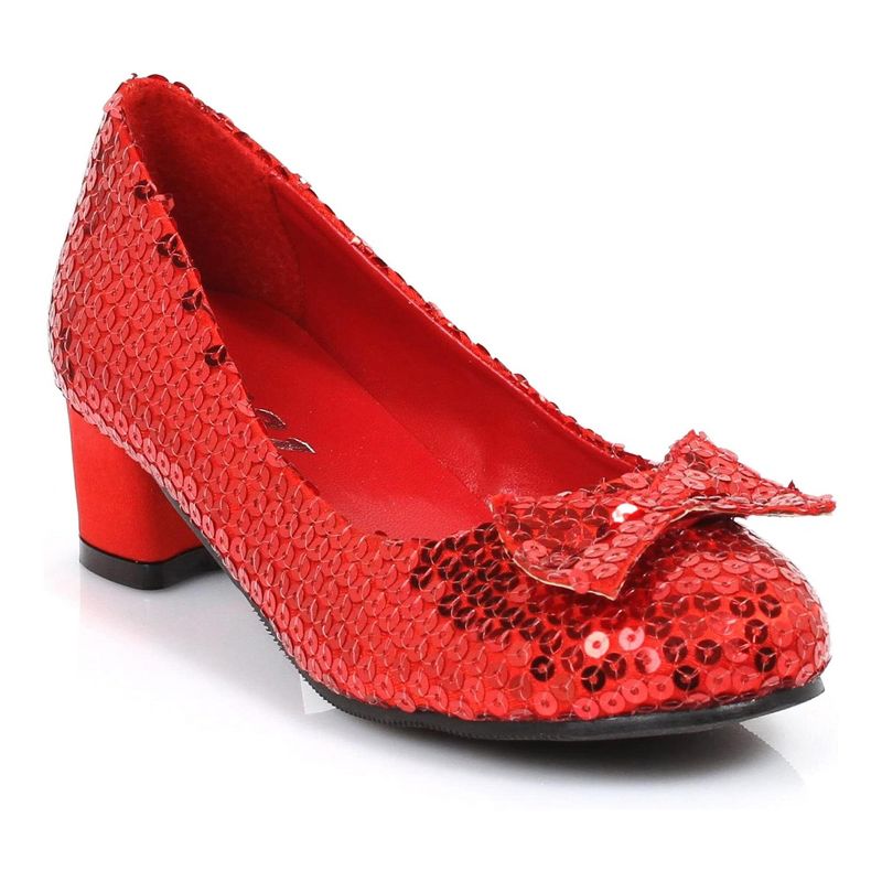 1" Heel Sequined Red Slipper Shoe Child, 1 of 2