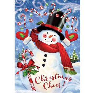 Home & Garden Candy Cane Snowman Flag  -  One Garden Flag 17.75 Inches -  Christmas  -  4414Fm  -  Polyester  -  Blue - 1 of 3