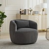 Hrinhom 34.3"W Barrel Accent Chair,Modern Upholstered 360° Swivel Armchair with Metal Base - 3 of 4