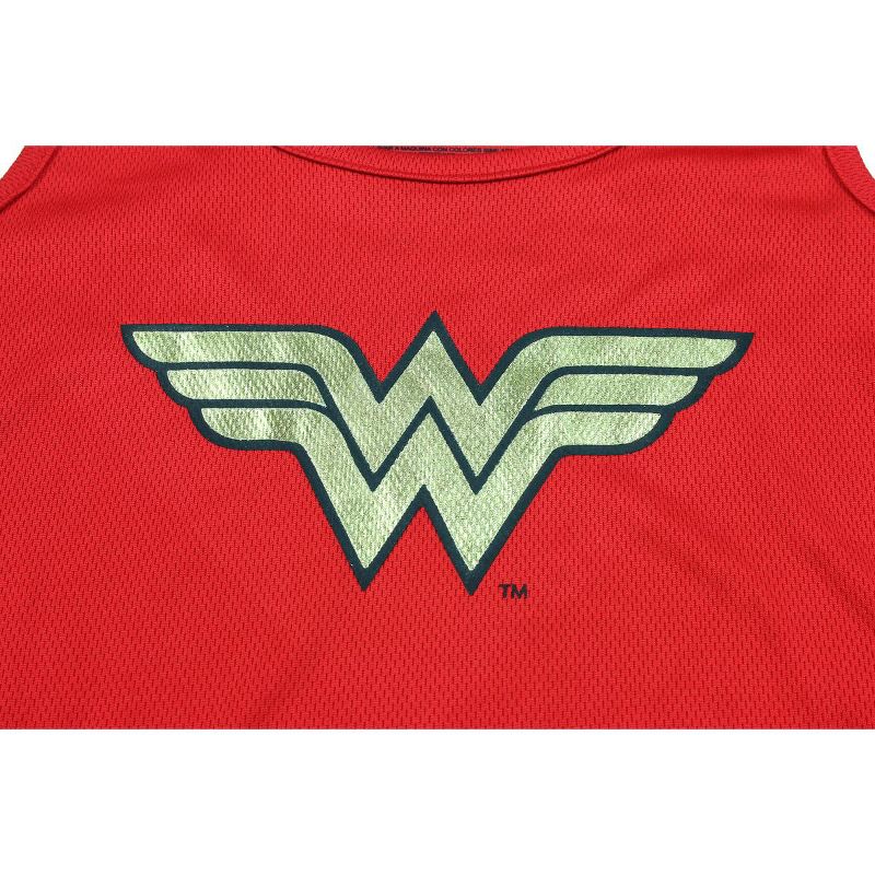 Wonder Woman Big Girls Logo Mesh Tank & Shorts PJ Set Red, 5 of 7