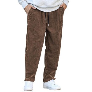 COOFANDY Men's Corduroy Pants Elastic Waist Drawstring Harem Pants Fashion Loose Casual Long Trousers with 4 Pockets - 1 of 4