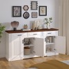 Okak Sideboard Cabinet, Bufft Cabinet with 4 Doors and 3 Drawers, Storage Cabinet for Living Room, Dining Room, Kitchen, White - 2 of 4
