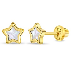Girls' Mother of Pearl Star Screw Back 14k Gold Earrings - In Season Jewelry - 1 of 4