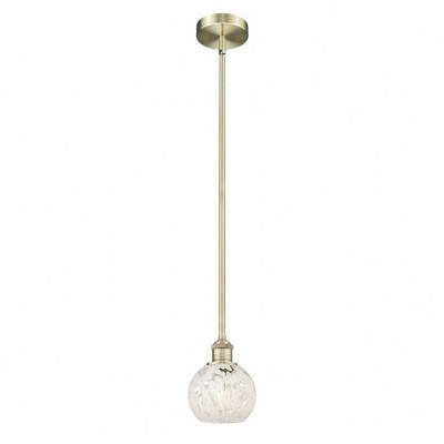 White Mouchette - 1 Light Stem Hung Mini Pendant In Modern Style-7.5 Inches Tall and 6 Inches Wide