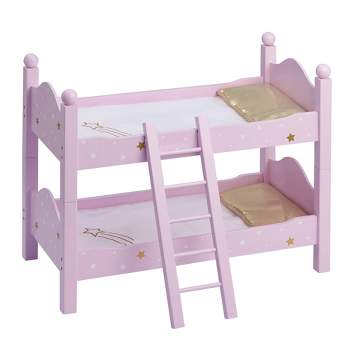 Olivia's Little World 18" Doll Wooden Convertible Bunk Bed with Ladder Pink