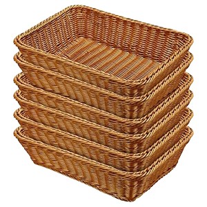 Aoibox 6-Piece Woven Rattan Bread Basket Set for Kitchen, Restaurant, or Display - Ideal for Fruits, Vegetables, and Snacks - 1 of 4
