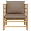 vidaXL Outdoor Bamboo Patio Sofa with Taupe Cushions - Modular Comfortable Garden Lounge Set in Natural Finish, Easy Assembly Required - 3 of 4