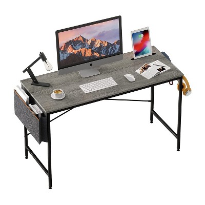 Bestier Computer 32 Inch Modern Mini Style Office Desk With Adjustable  Metal Frame, Storage Bag, And Working Table For Small Bedroom Space, Grey :  Target