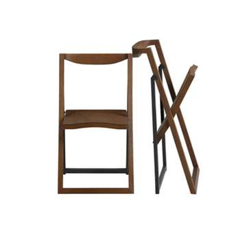 2pk Sydney Folding Chairs Wire Brush Chestnut - Boraam