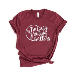 Simply Sage Market Women's I'm Busy Raising Ballers Short Sleeve Graphic Tee - 1 of 4
