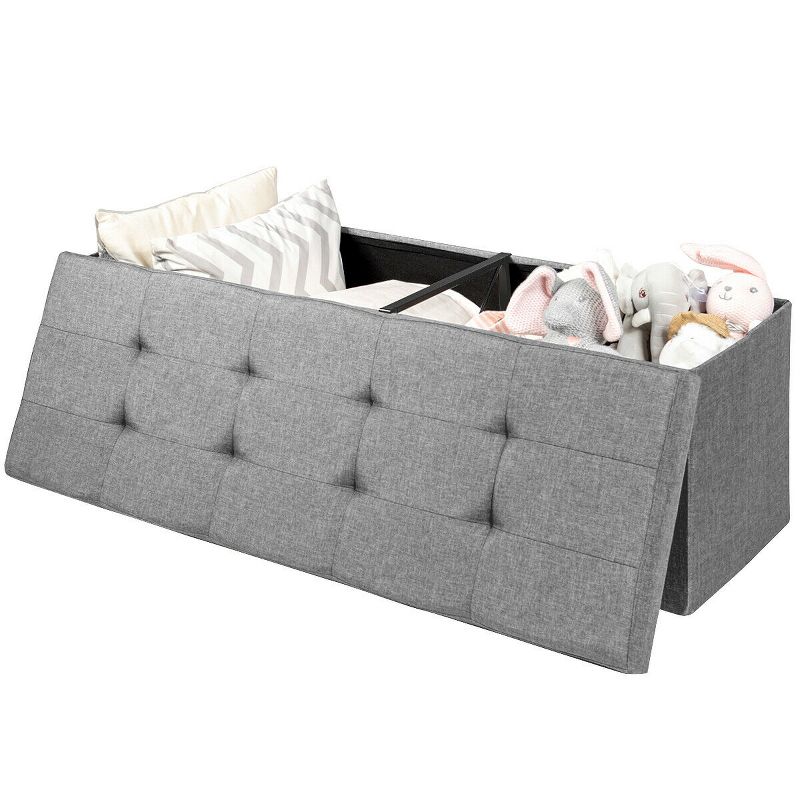 Tangkula Storage Ottoman Fabric Folding Storage Chest with Divider Bed End Bench, 4 of 7