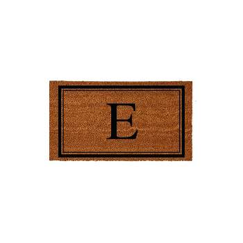 Evergreen Monogram Indoor Outdoor 100% Natural Coir Doormat 28" x 16" |  Letter  "E"