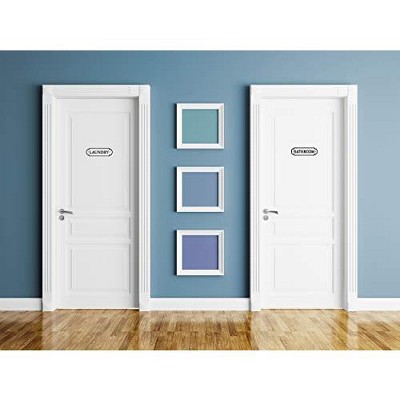 Rustic Cast Iron Door Plaques Set in Black and White