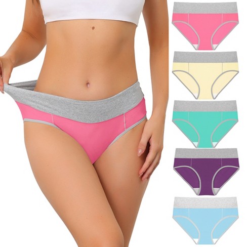 Agnes Orinda Women's 5 Packs High Rise Brief Stretchy Underwear Hot Pink,  Yellow, Green, Light Purple, Light Blue Large : Target