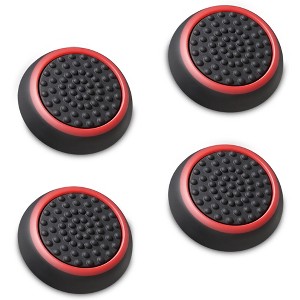 Fosmon For PS5 Controller Thumb Crips, (Set of 4) Analog Stick Joystick Controller Thumb Grip For Nintendo Switch / Switch Lite Xbox One, Black/Red - 1 of 4