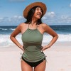 Women's High Neck Halter Adjustable Drawstrings Tankini Swimsuit Set for Beach Getaways - Cupshe - 2 of 4