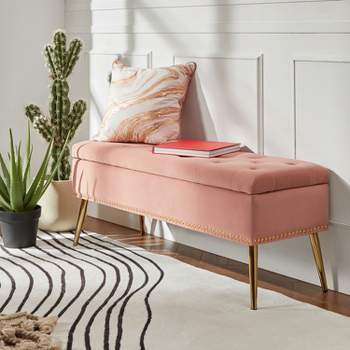 Hippolytus  Storage Bench with Nailhead Trim and Button-tufted  for Bedroom  | ARTFUL LIVING DESIGN