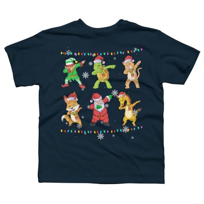 Boy's Design By Humans Christmas Dabbing Cartoon Animals Dabbing Cartoon Animals By shirtpublic T-Shirt