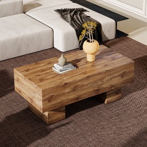 KWPZQEB Modern Simple Coffee Table, 43.3" Rectangular Center Table with Wood Grain, Farmhouse Wood Coffee Table for Living Room, Apartment - 1 of 4