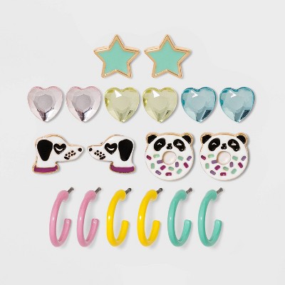 Girls' 9pk Heart and Hoop Earrings - Cat & Jack™