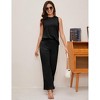 Lounge Sets for Women 2 Piece Pajamas Sets Crew Neck Ribbed Kint Side Slit Tank Tops With Pant - 3 of 4