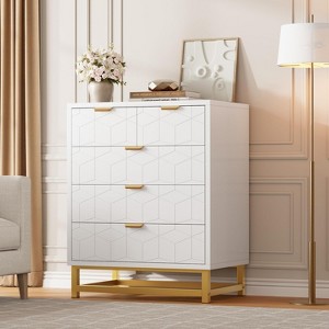 2/3/4/5/6/7 Drawer Dresser with Metal Legs, Wood Dressers Chest Organizer with Wide Storage, Modern Chest of Drawers for Bedroom, Living Room,Hallway - 1 of 4