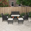 Costway 7pcs Patio Rattan Sofa Furniture Set Table Ottoman Metal Cushioned Outdoor Pool - 2 of 4
