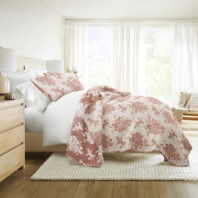 Becky Cameron Ultra-Soft Microfiber Quilt Set – Bedding in Distressed Bouquet Design by Becky Cameron, Distressed Bouquet Terracotta, King/California King — фото 7