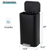 Bathroom Trash Can, Stainless Steel Garbage Can with Lid, Rectangular Small Step Waste Bin with Removable Inner Bucket - 2 of 4