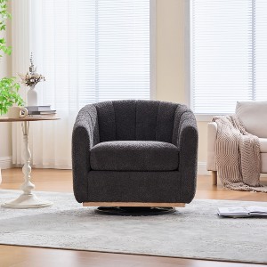 Aortzio 32.3"W Oversized Upholstered Swivel Barrel Chair - 1 of 4