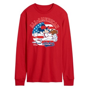 Men's - Disney - Mickey Americana Baseball Long Sleeve Graphic T-Shirt - 1 of 3
