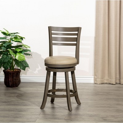 NicBex Dining Chairs Upholstered Chair Bar Height Chairs Slat Back Swivel Chair Leather Accent Seat for Kitchen