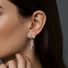 Anna-Kaci Elegant Bow Drop Earrings with Sparkling Tapered Accents and Delicate Dangling Strands for a Refined Feminine Statement Look - Gold - 3 of 4