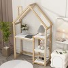 Wooden Freestanding Storage Bookshelf,House-Shaped Kids Study Desk with Open Storage Shelf,Organizer for Books Display Bedroom-Baofuwish - 2 of 4