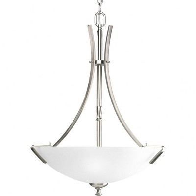 Progress Lighting Wisten 3-Light Inverted Pendant, Brushed Nickel, Tapered Glass Shades Collection