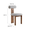 Modway  Torian Upholstered Boucle Dining Chairs Set of 2 in Walnut Light Gray 3-Legged Farmhouse Kitchen Chairs Comfortable Side Chairs with Wood Legs - 3 of 4